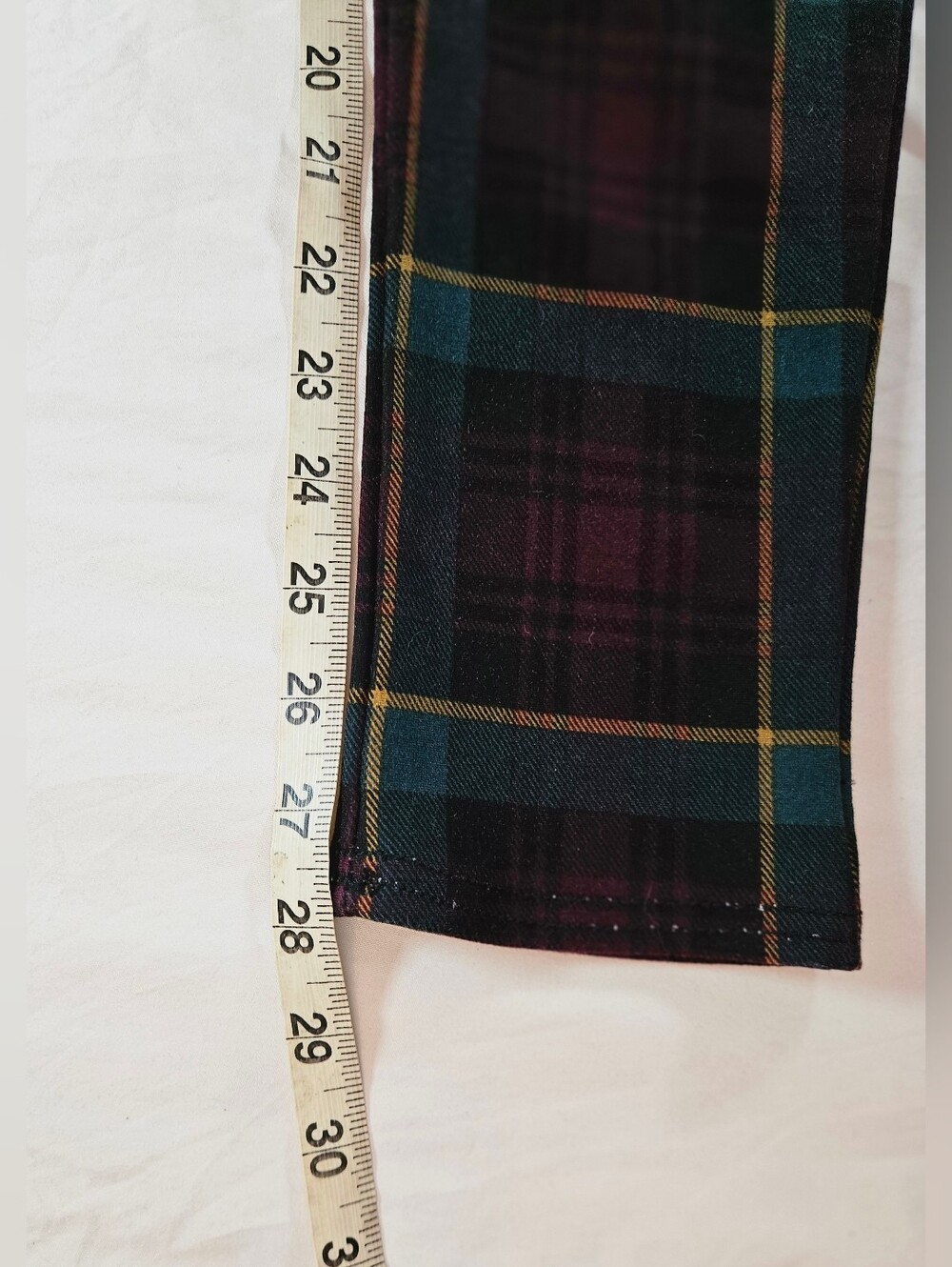 Slim Factor Investment Womens Red Plaid Elastic Waist Pull On Legging Pants Sz M - Picture 9 of 16